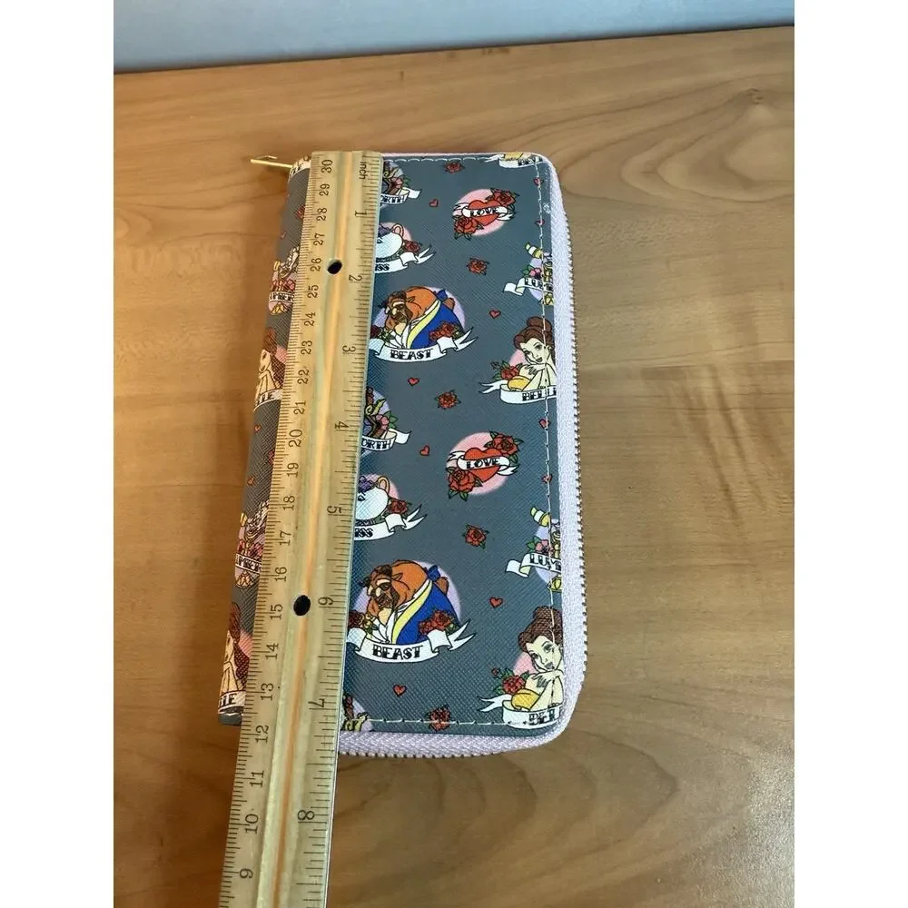 Disney Beauty And The Beast Zip Around Clutch Tattoo Style Print 8x4” - Picture 6 of 7